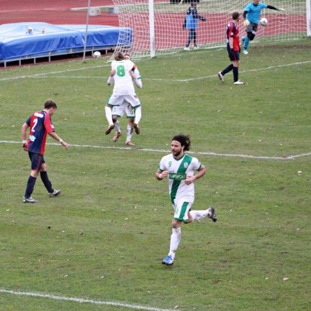 L'esultanza dopo il gol di Saverio Pedalino